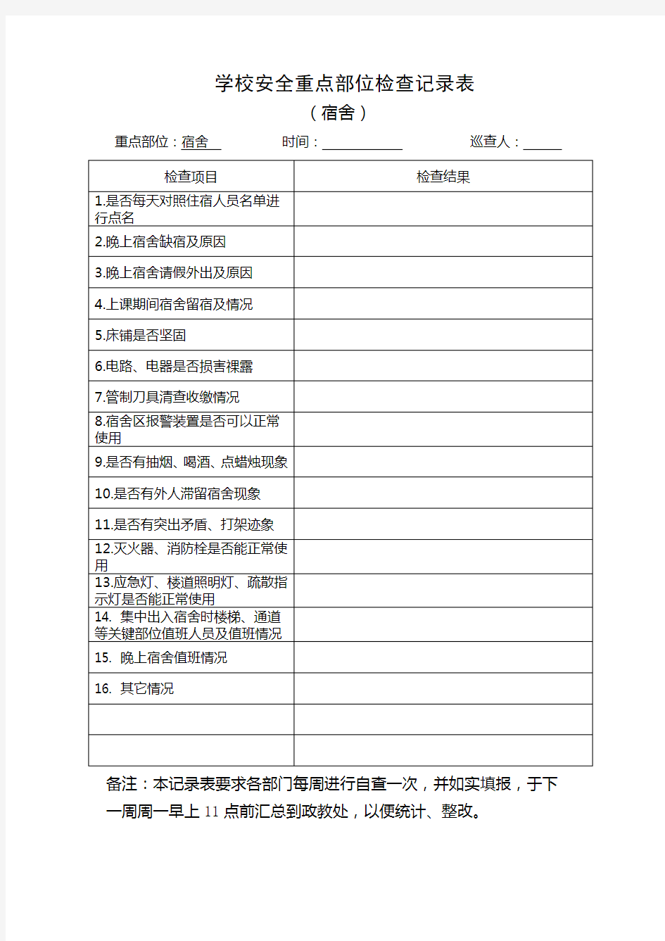 学校安全检查管理台账