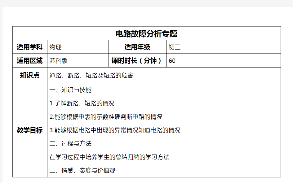 电路故障分析专题