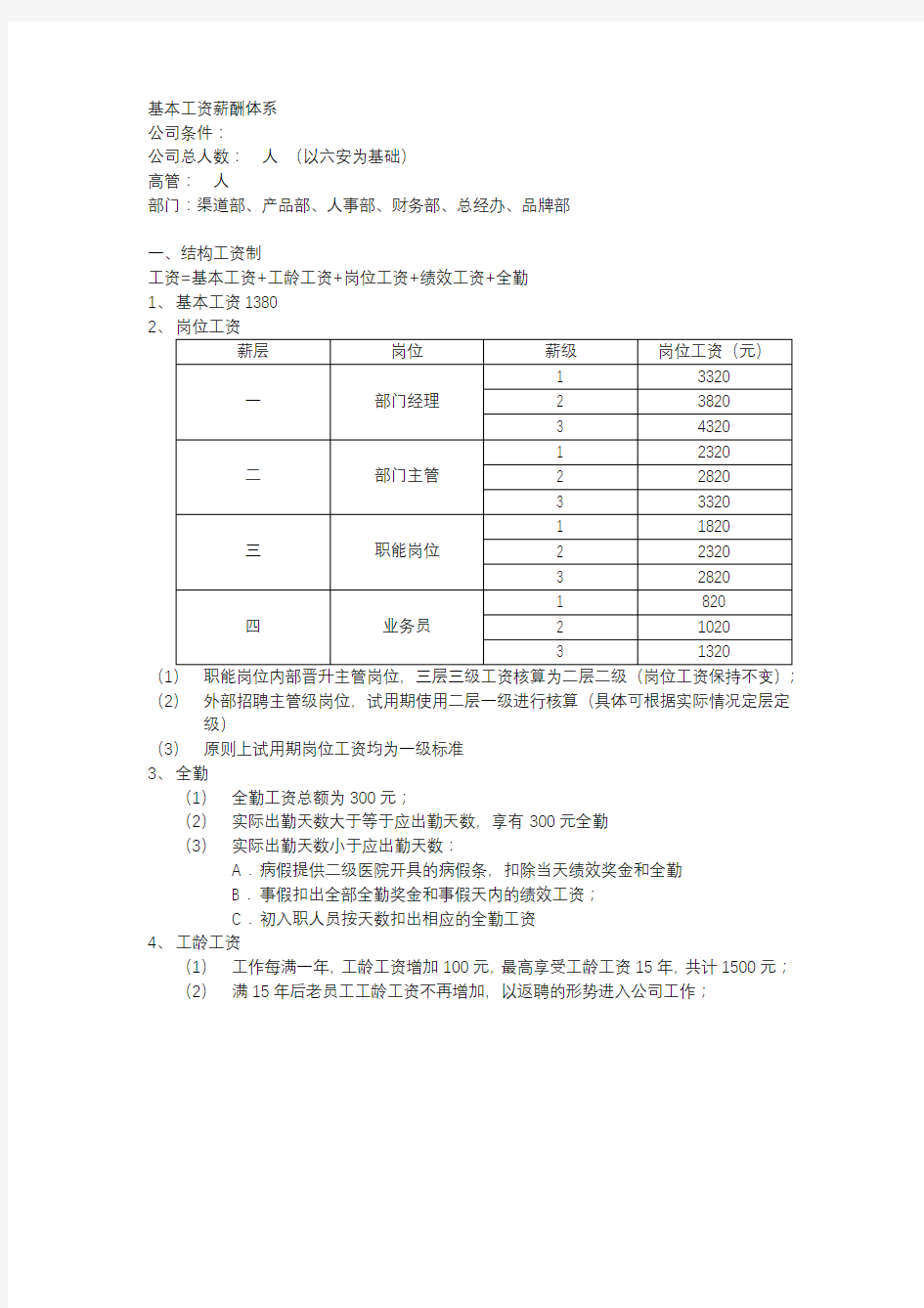 基本工资薪酬体系