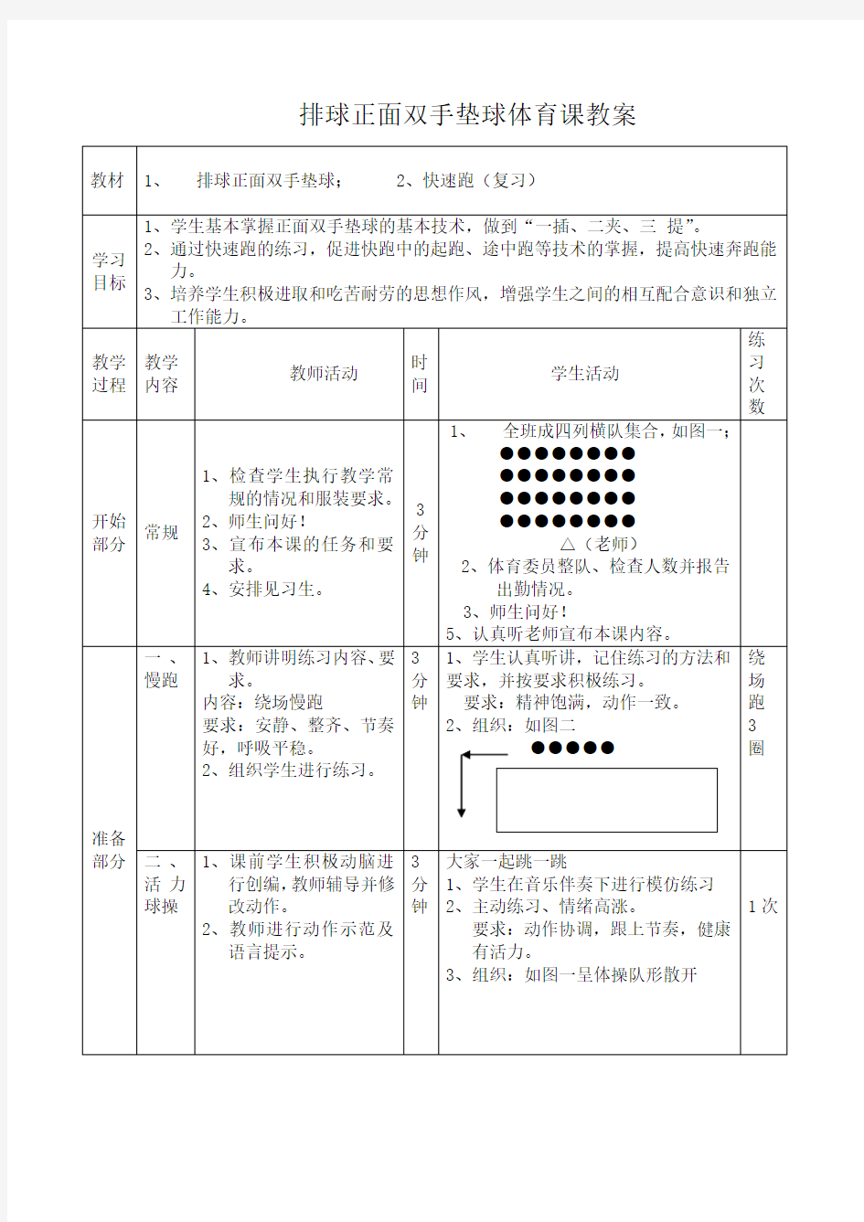 体育课教案排球