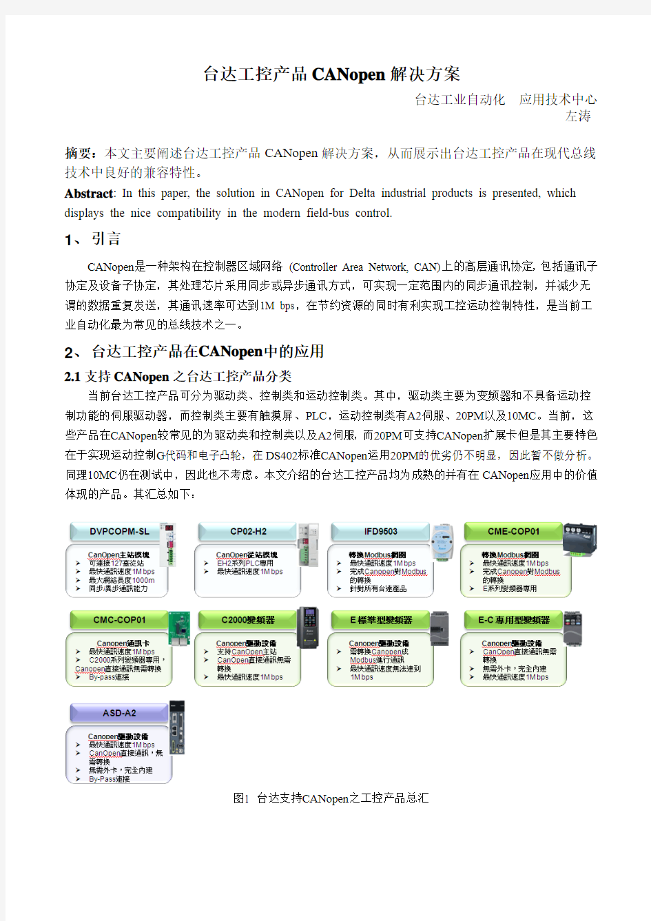 台达工控产品CANopen解决方案