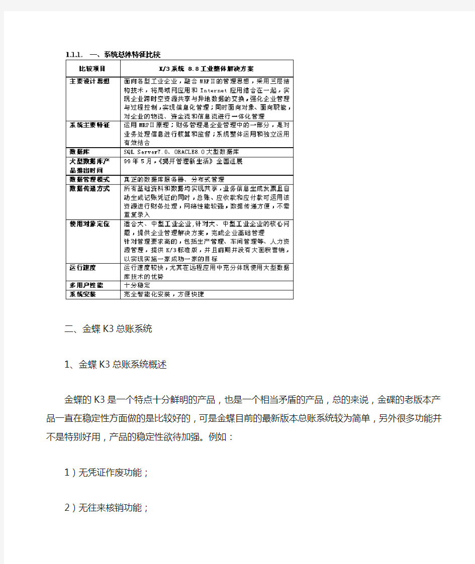 金蝶软件优劣分析