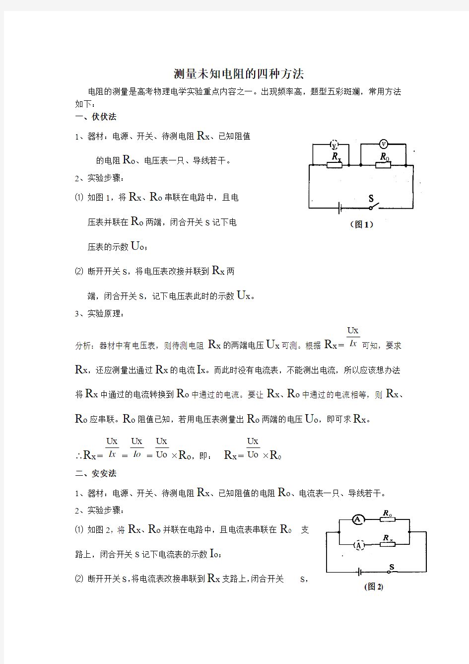 测量未知电阻的六种方法