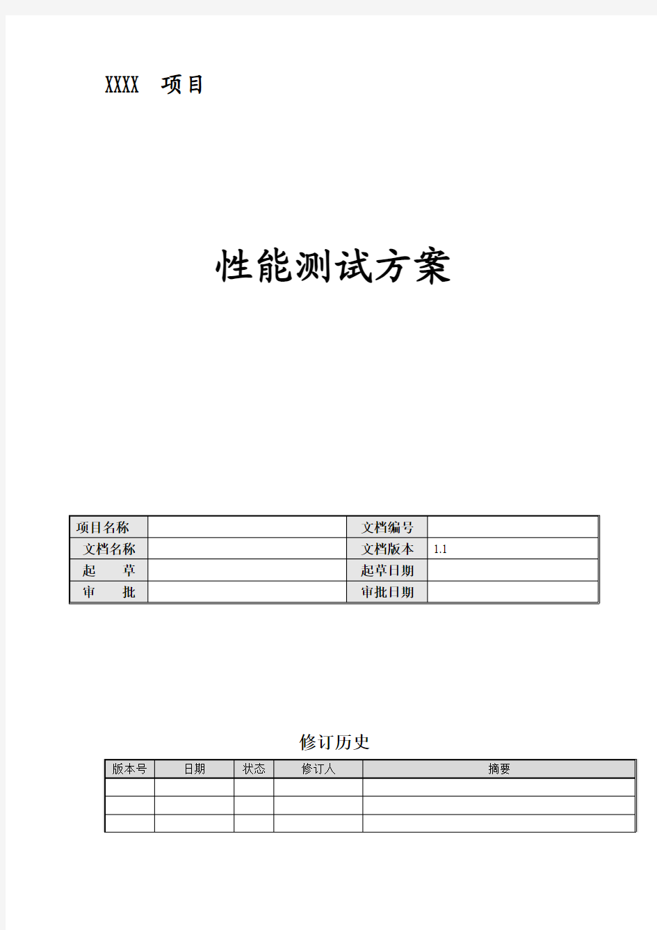 xx项目_性能测试方案