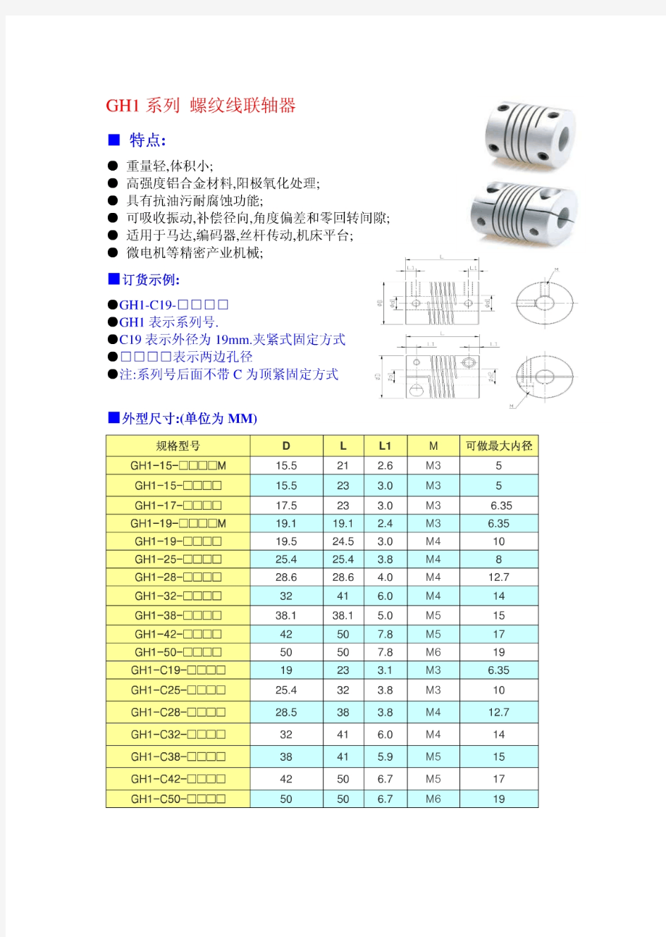 联轴器的各种型号 图文讲解