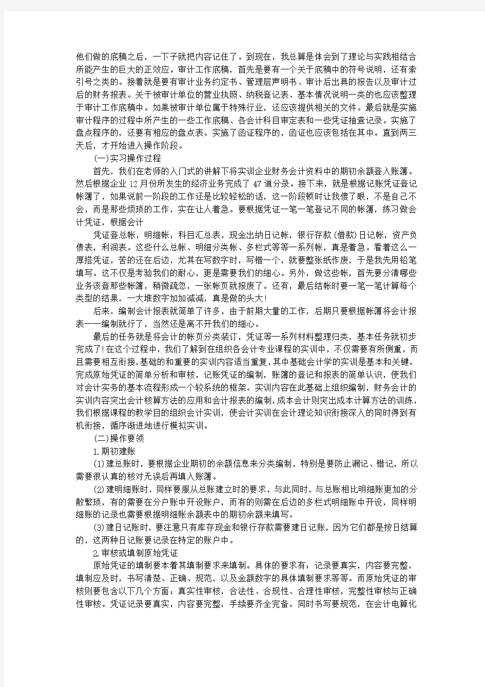 审计实习报告范文3000字