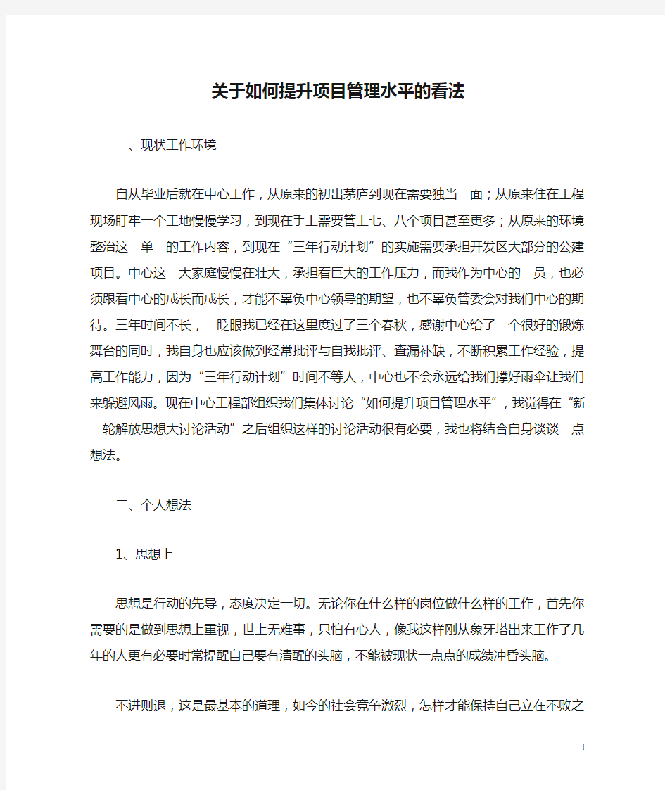 关于如何提升项目管理水平的看法