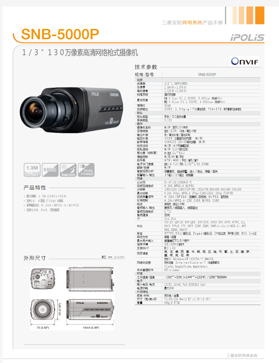 三星SNB-5000P5000AP网络枪式摄像机说明书(2)