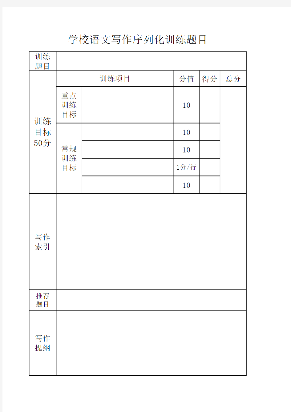 初中语文写作序列化训练题目