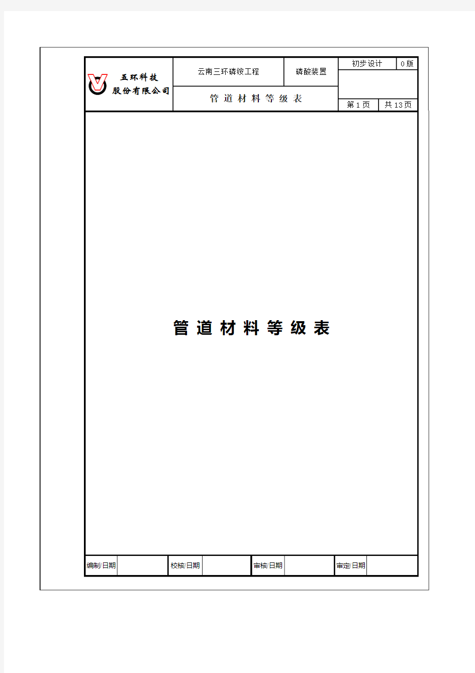 管道材料等级表