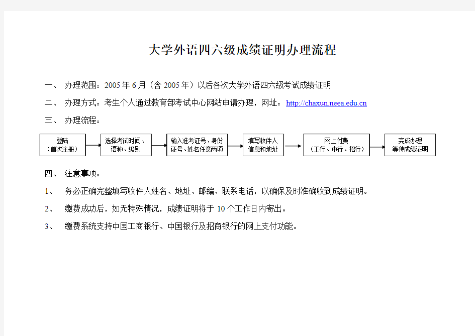 大学外语四六级成绩证明办理流程