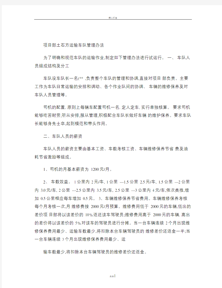 项目部土石方运输车队管理办法.