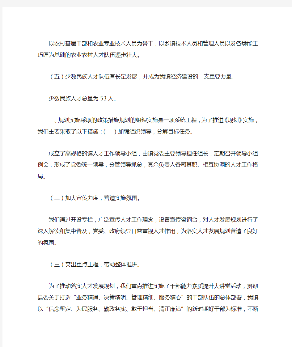 人才发展规划落实工作汇报