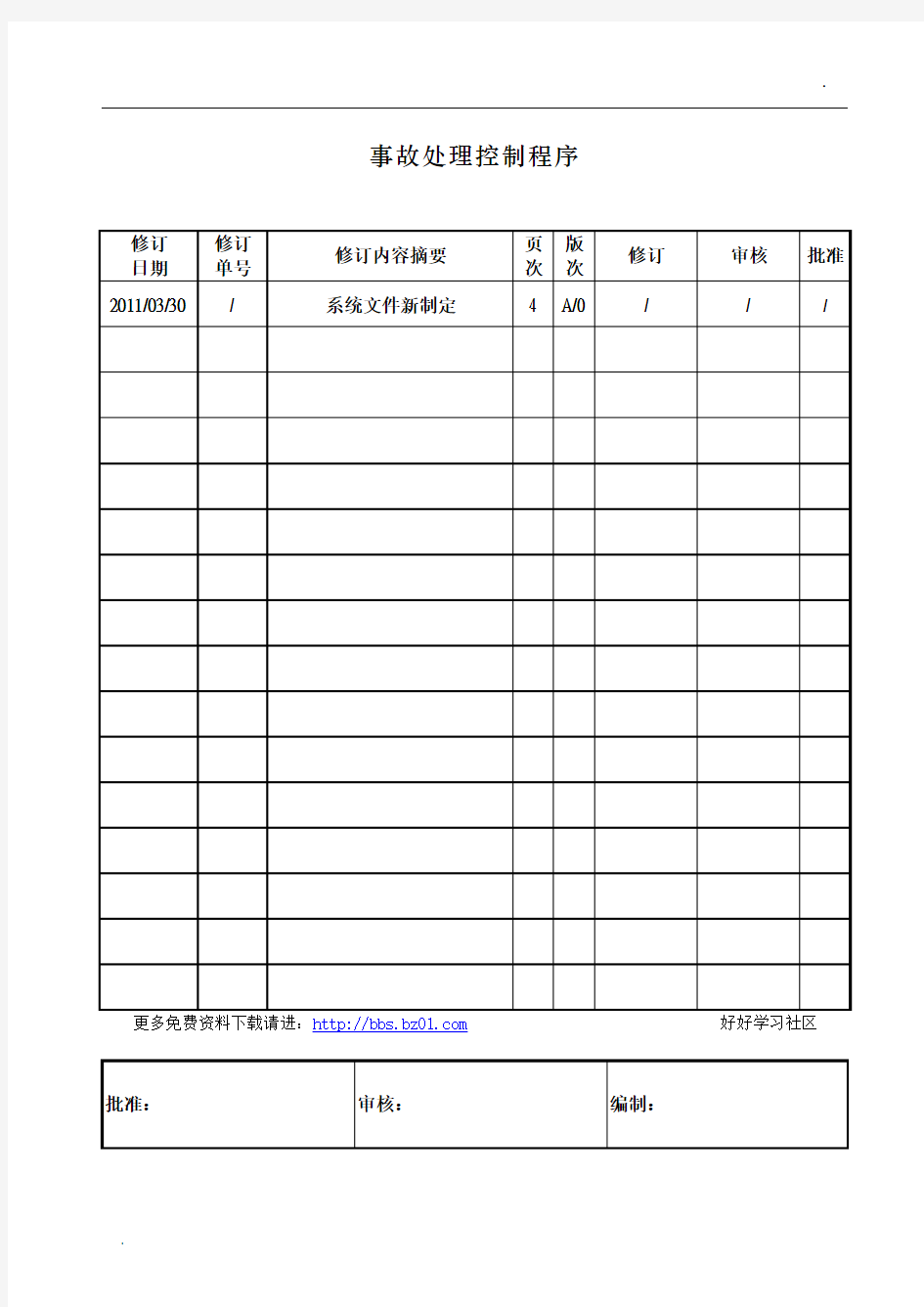 事故处理控制程序