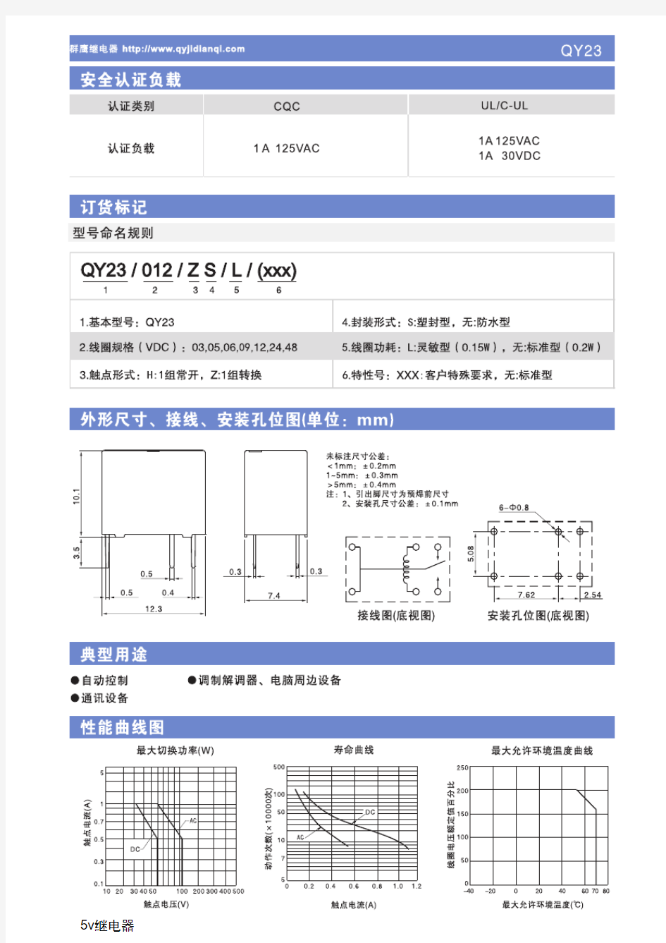 5v继电器_5v继电器群鹰规格书