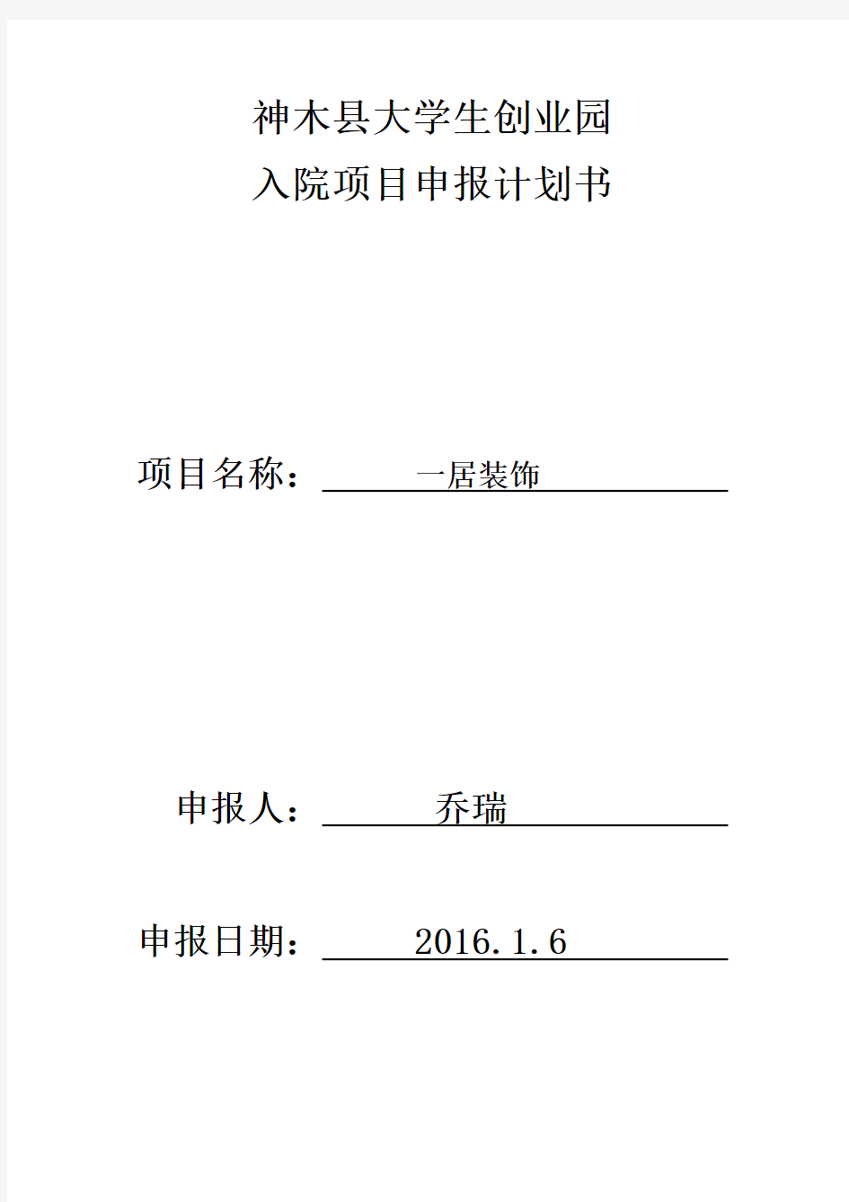 装饰项目计划书