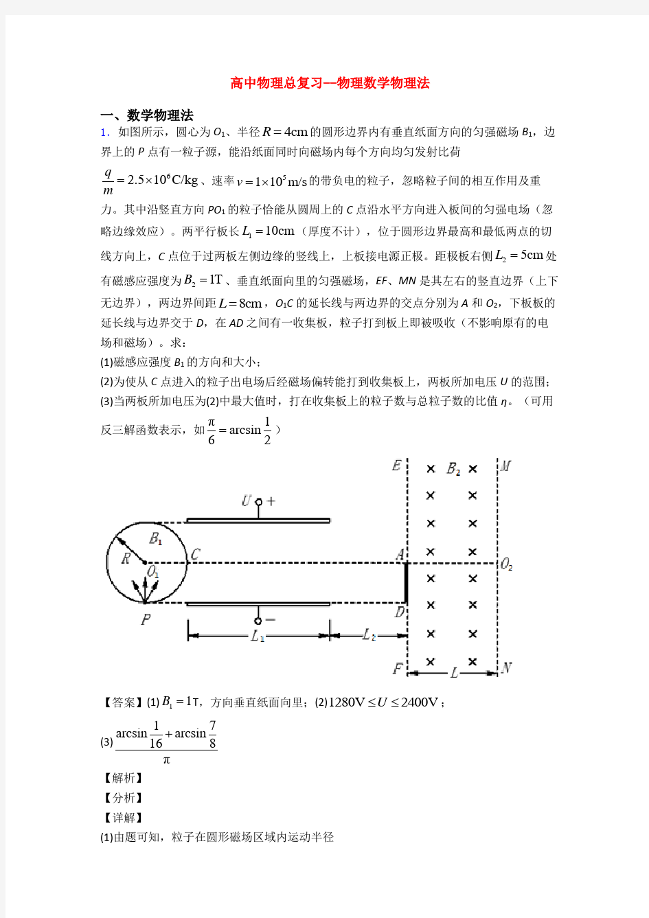 高中物理总复习--物理数学物理法