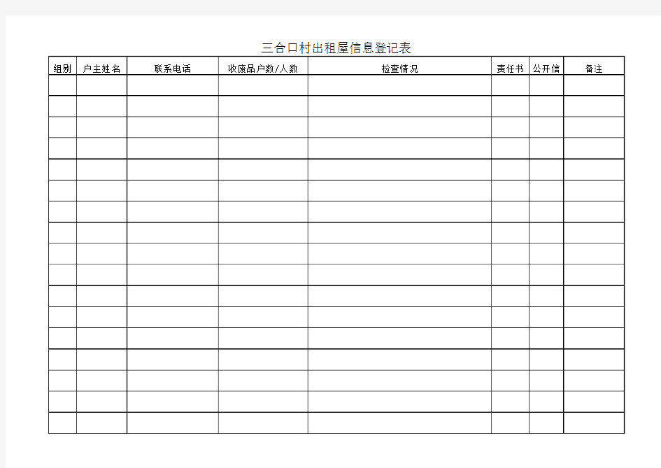 出租屋情况登记表