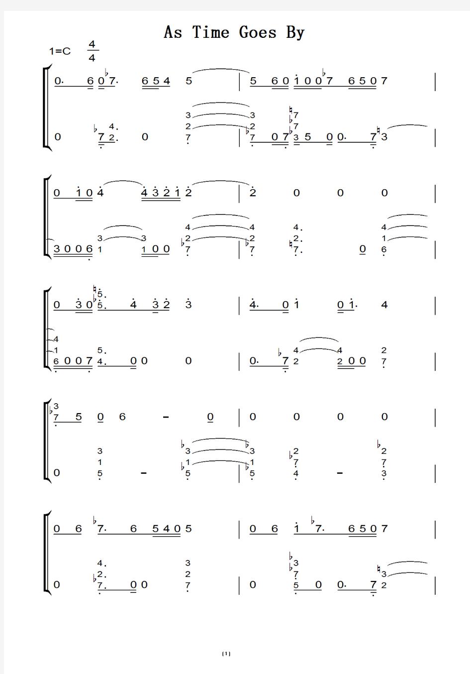 As Time Goes By(Herman Hupfeld) 钢琴谱 钢琴双手简谱