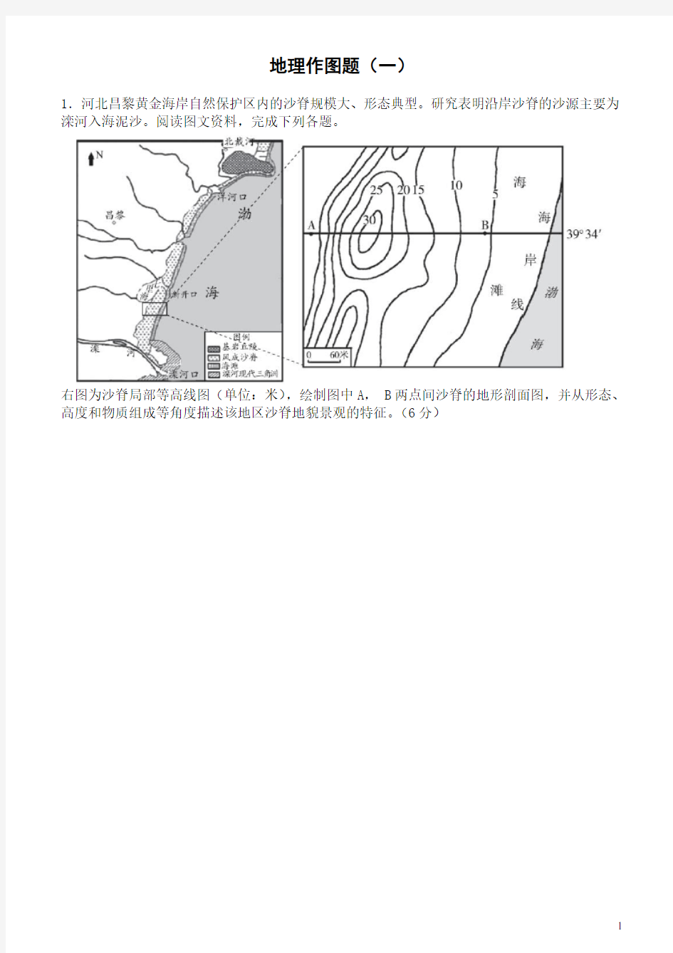 地理作图题(一)——地形剖面图