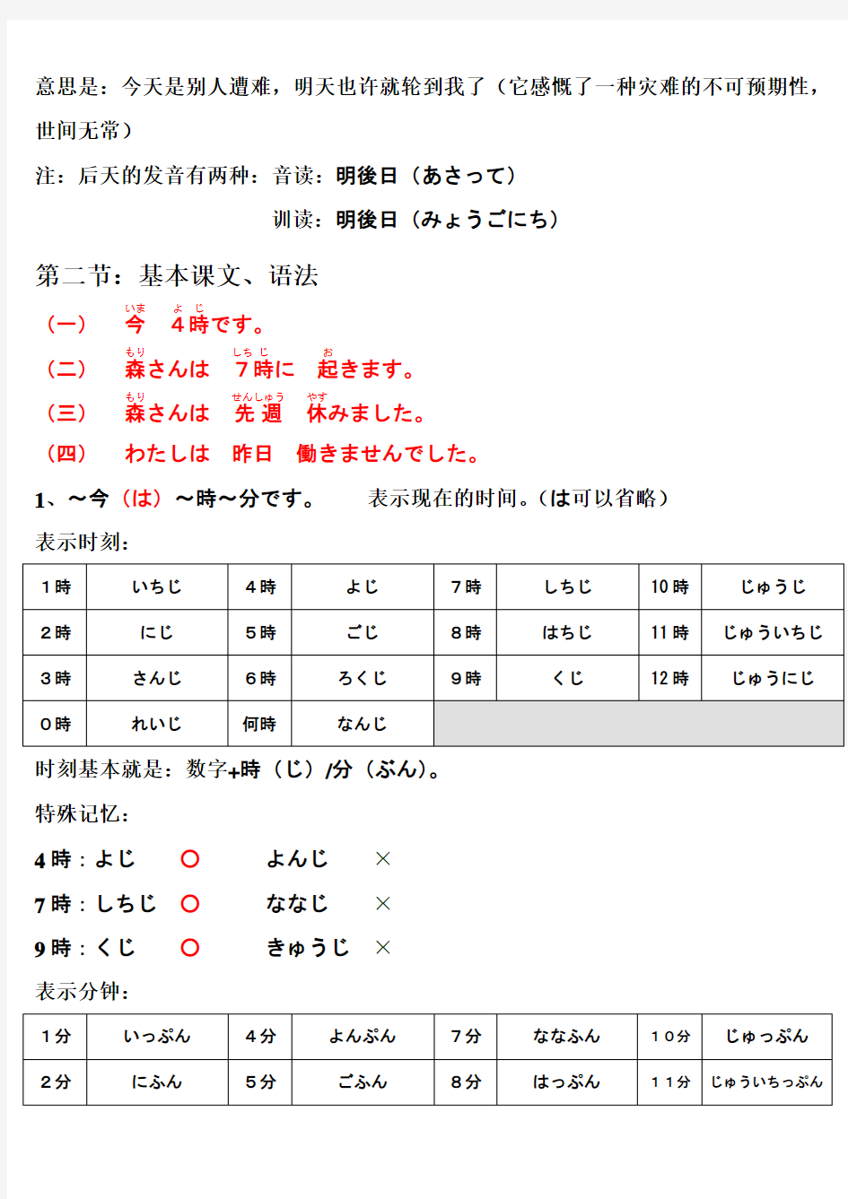 新标准日本语第五课