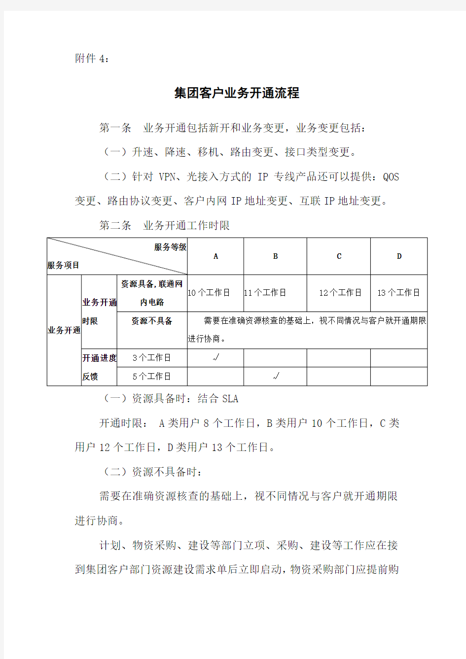 集团客户业务开通流程