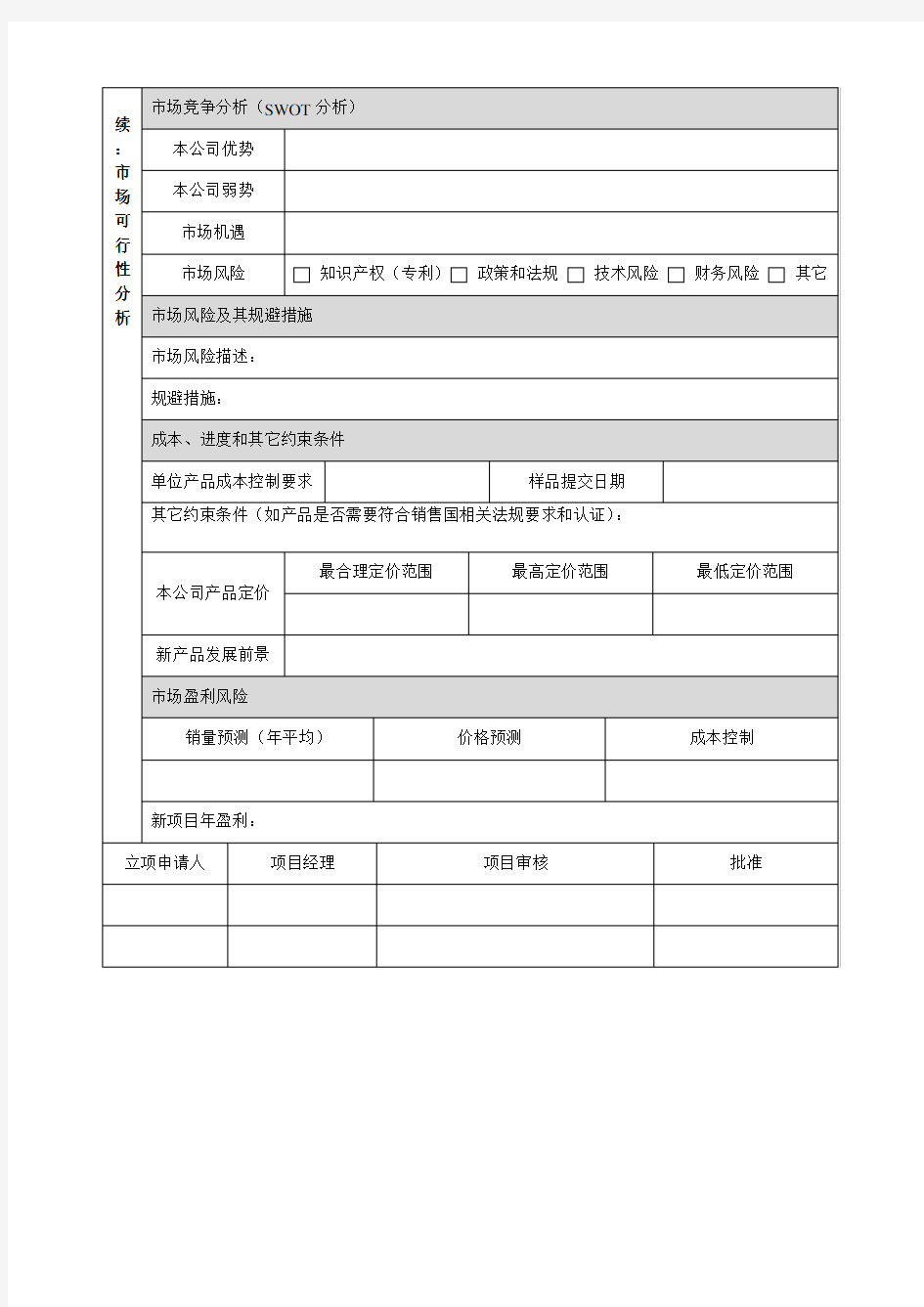 新产品开发立项申请表(完整)