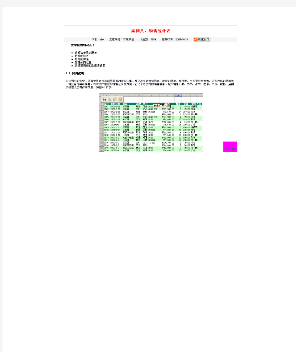 销售统计表用excel