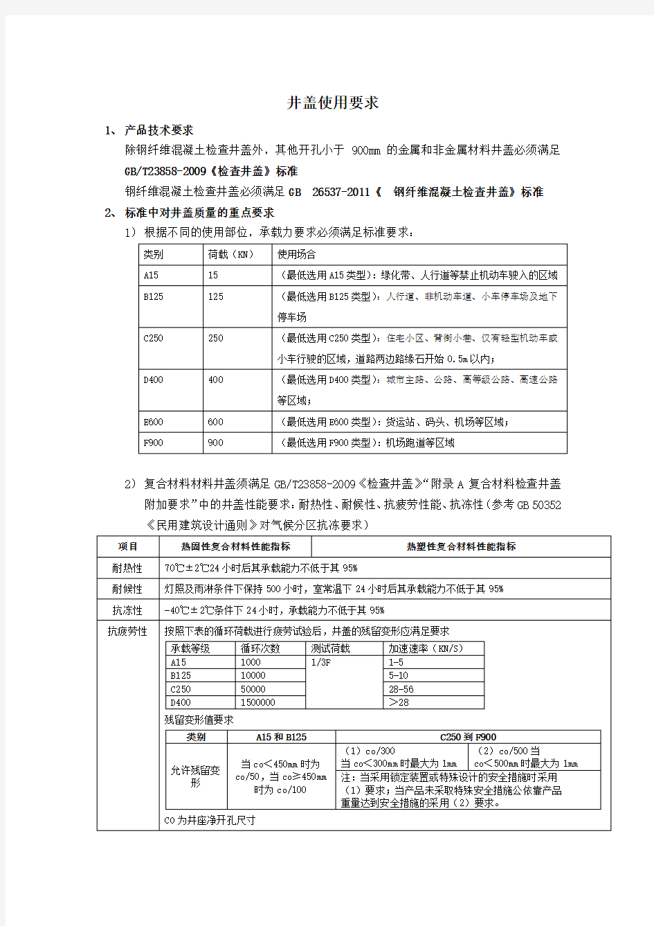 井盖使用要求(最新)