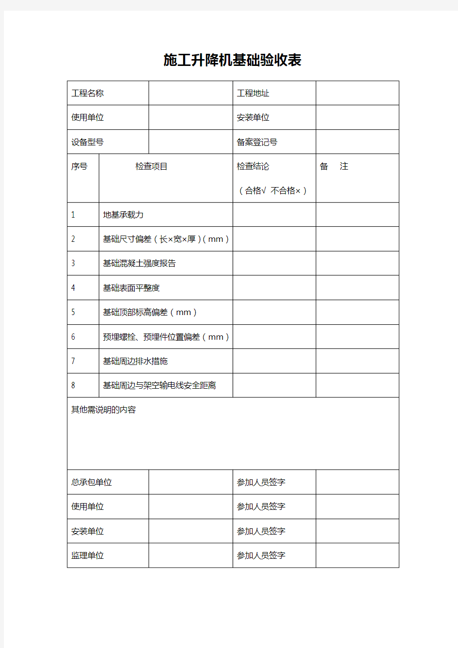 JGJ215-2010施工升降机规程—附表