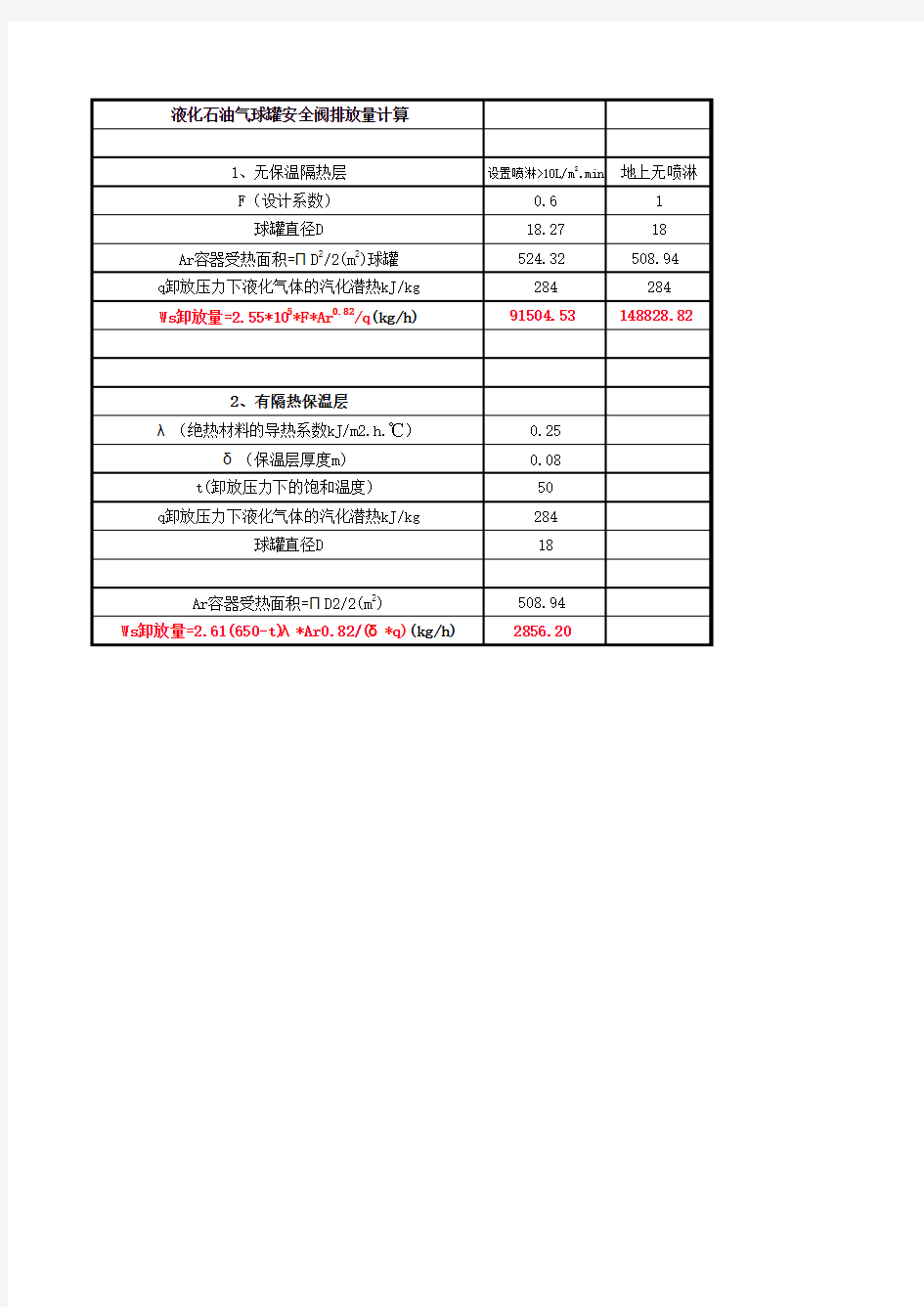 球罐安全阀排放量计算