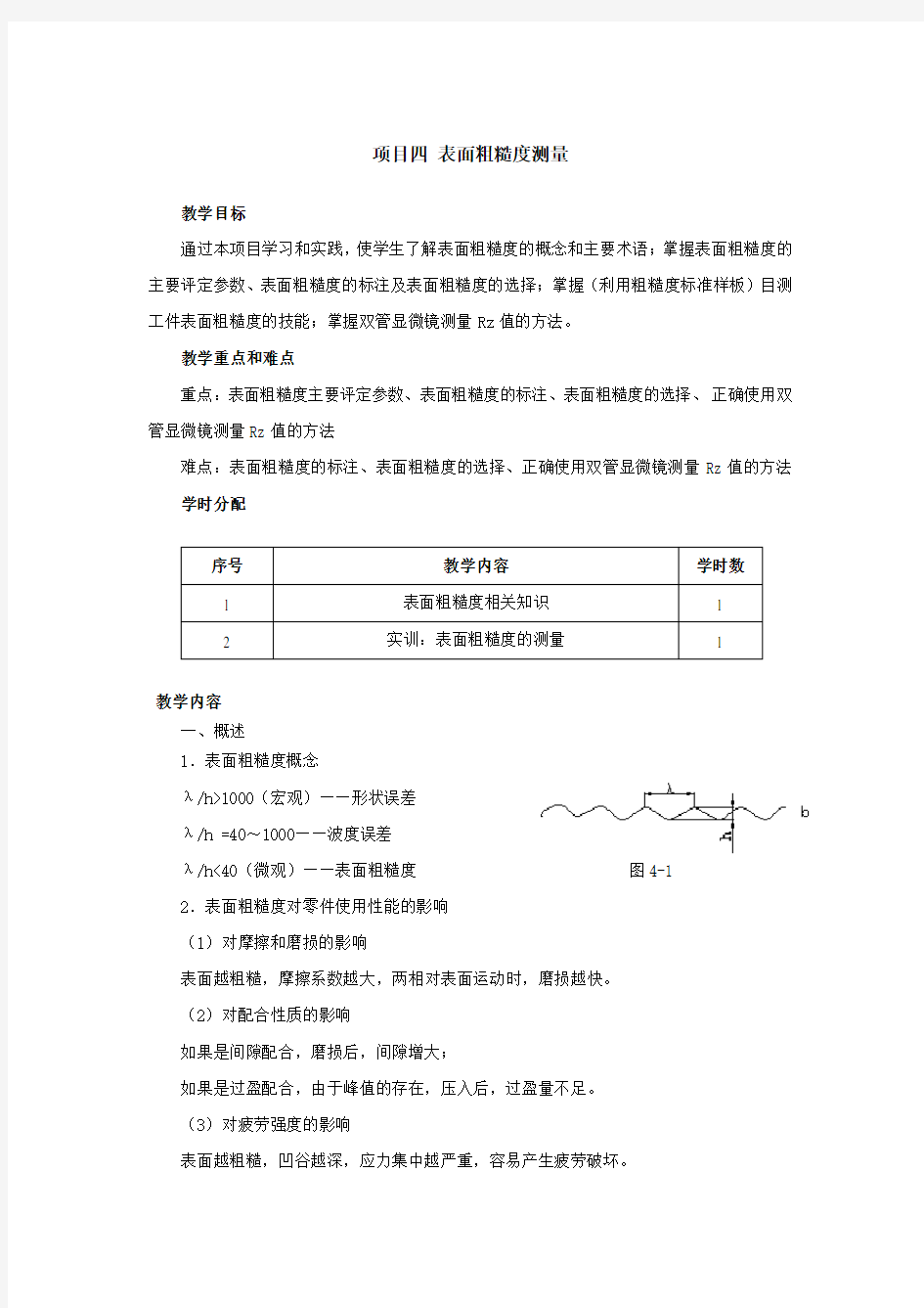 表面粗糙度测量方法