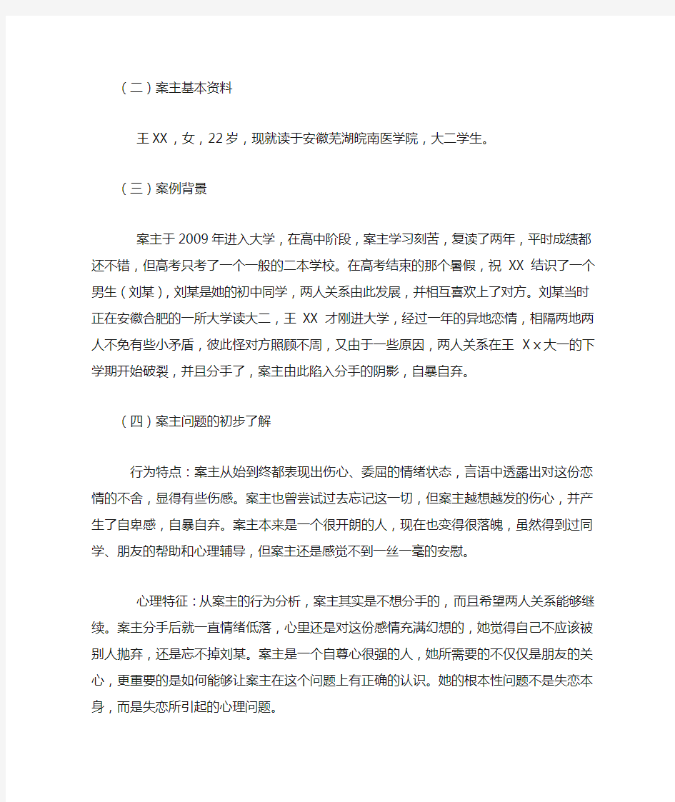 个案工作案例分析报告