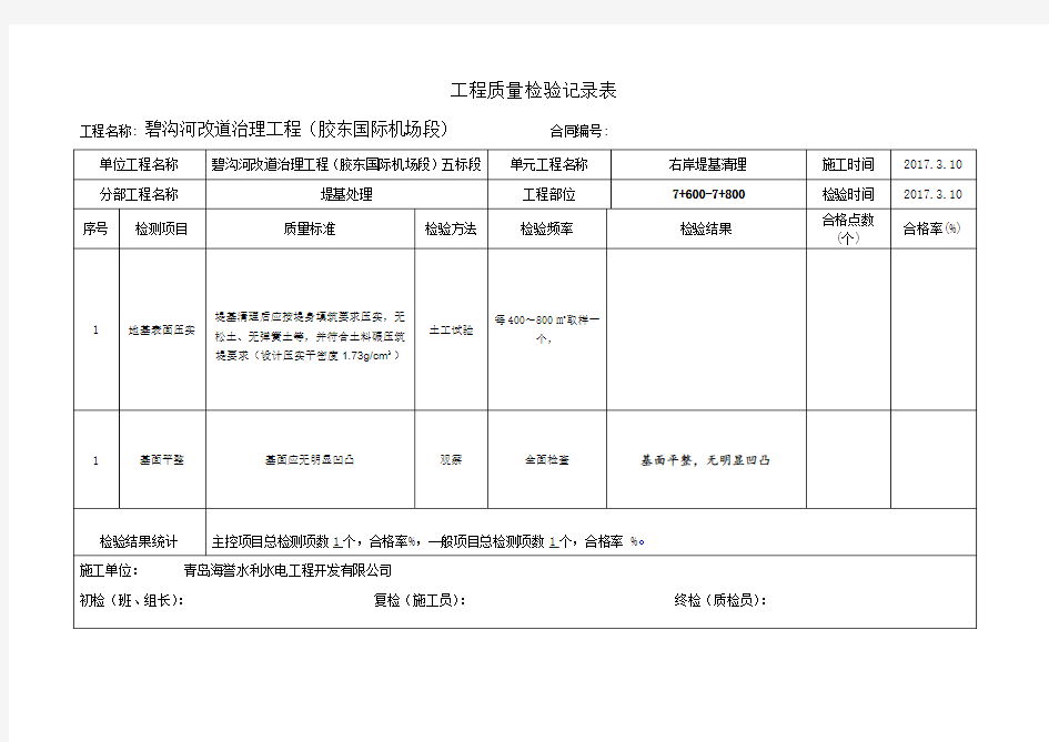 工程质量检验记录表