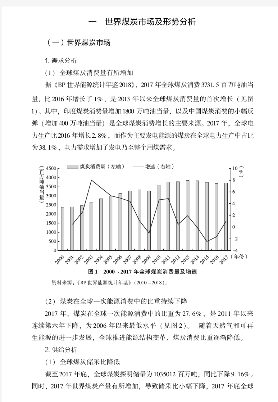 2019年世界煤炭市场分析报告