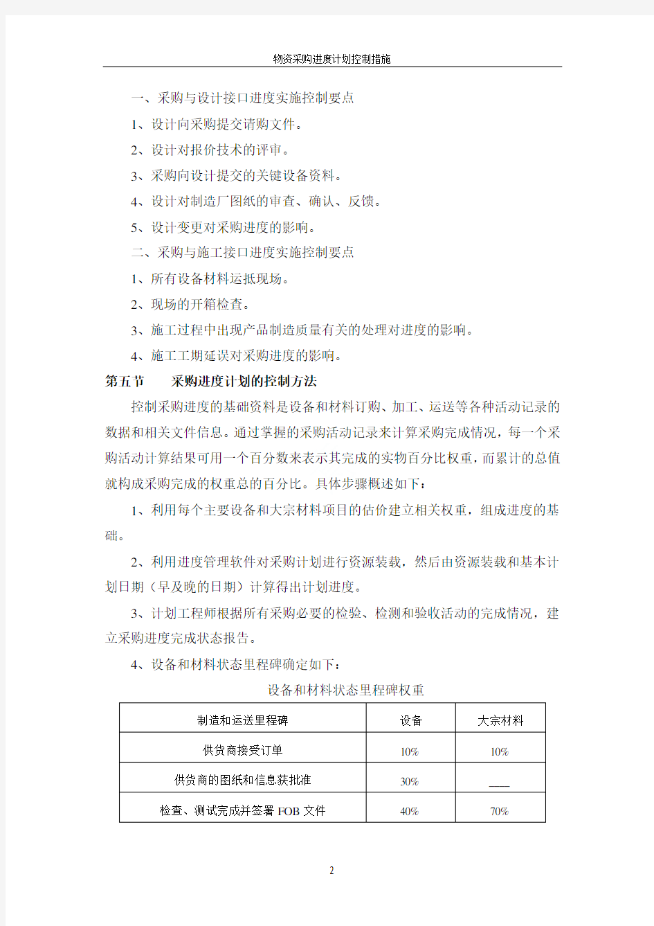 物资采购进度计划控制措施