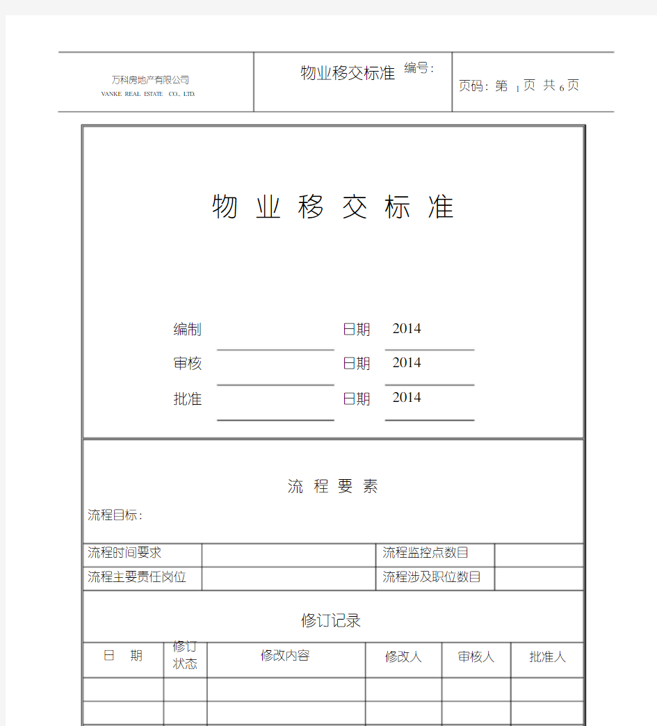 万科物业移交标准(最新版)-(9128)