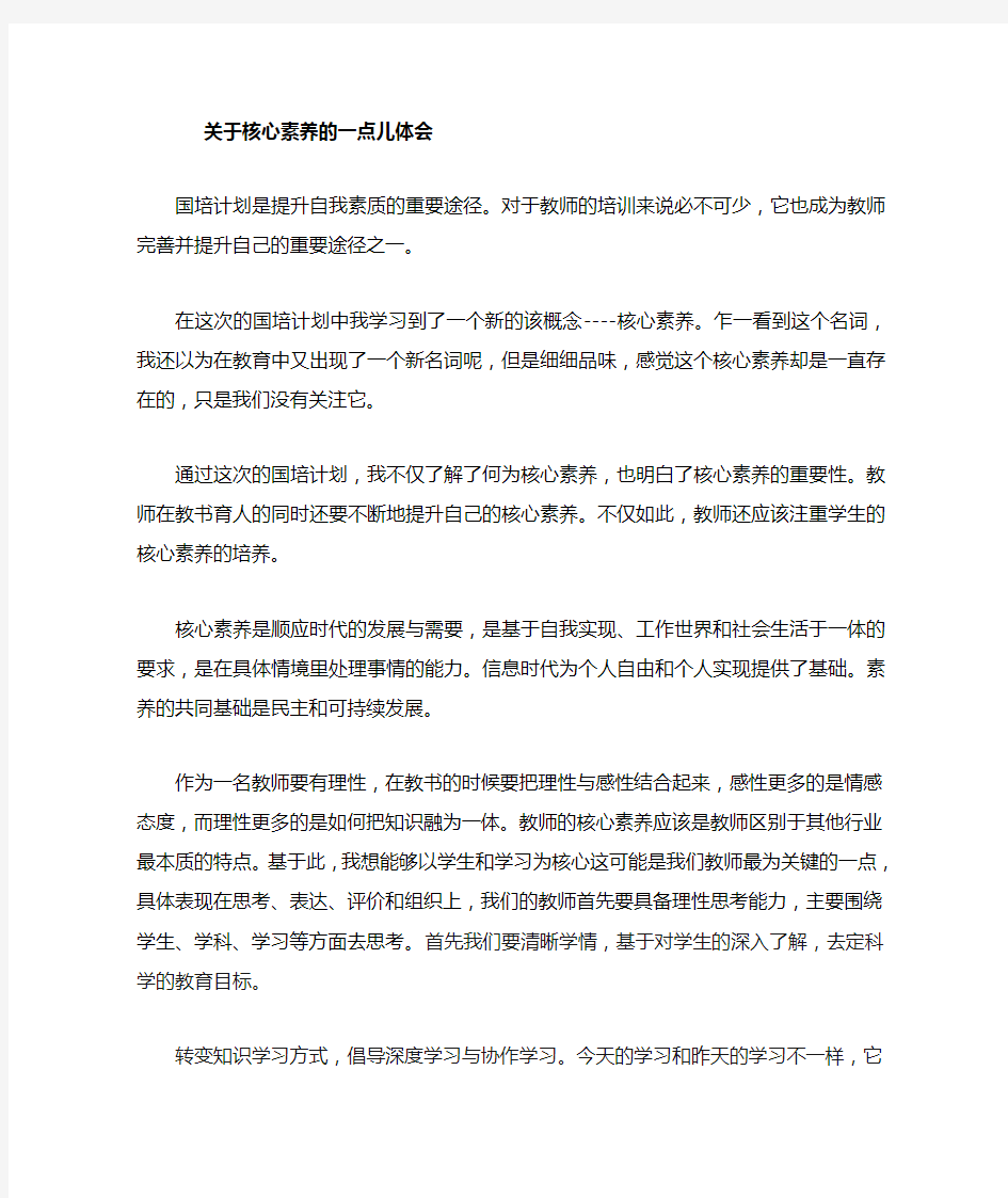 关于核心素养的心得体会