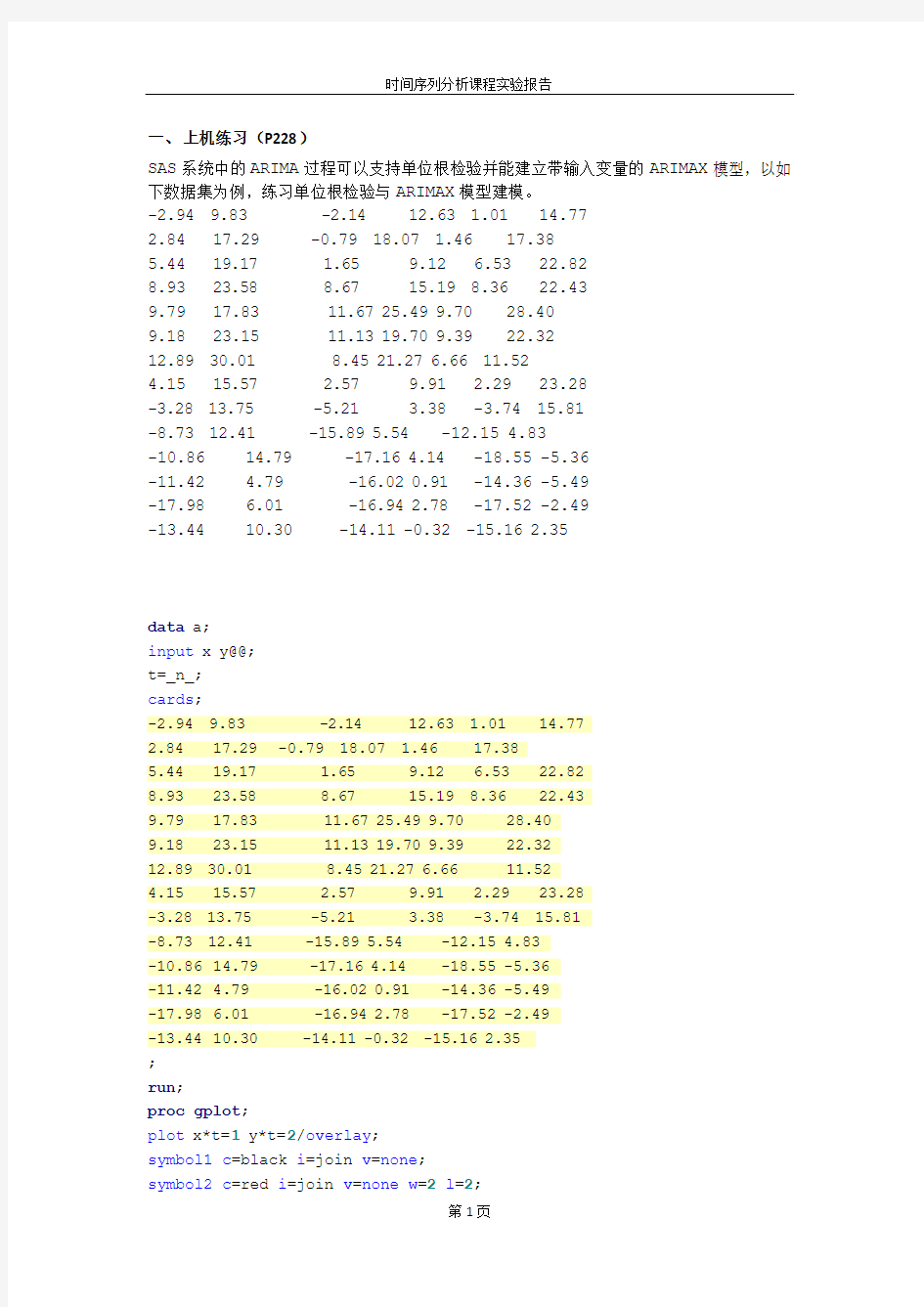 时间序列分析实验报告(5)