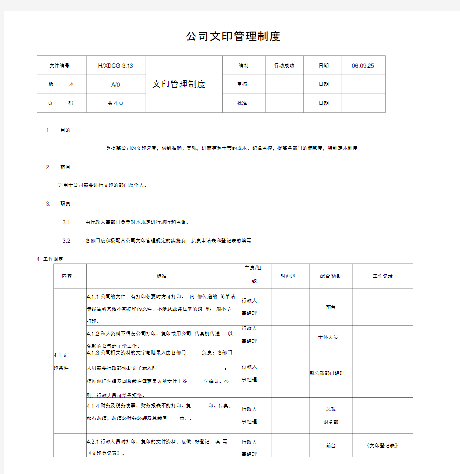 公司文印管理制度