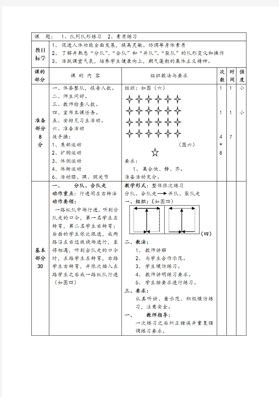 初一下学期全套体育教案