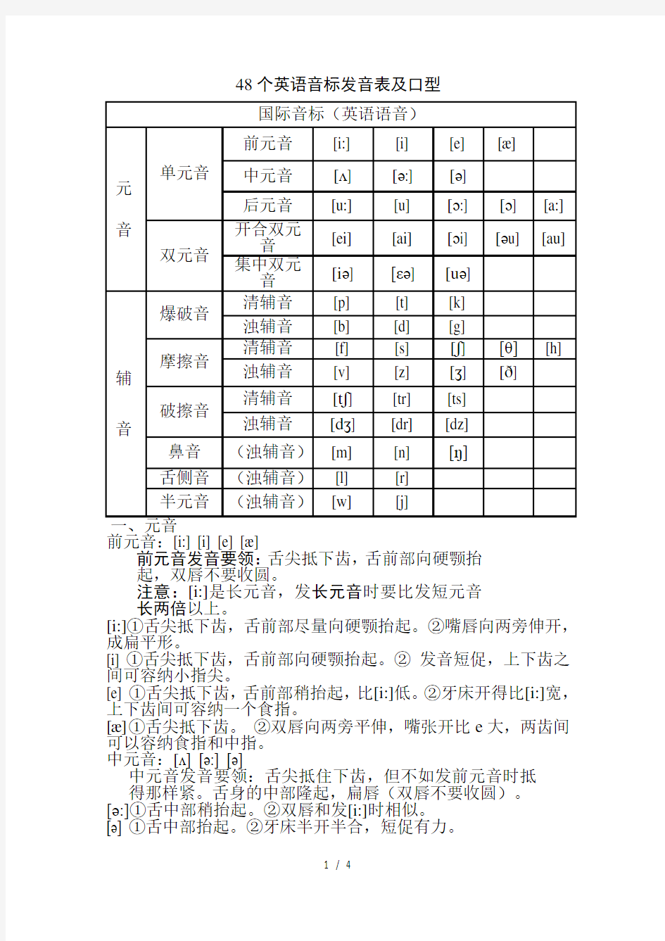 音标发音口型表