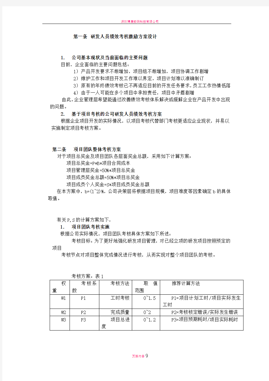 研发人员绩效考核