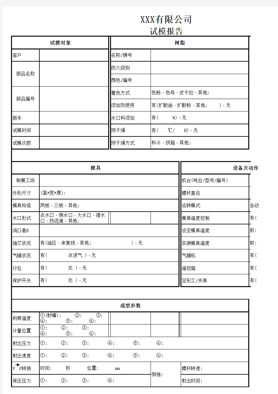 试模报告