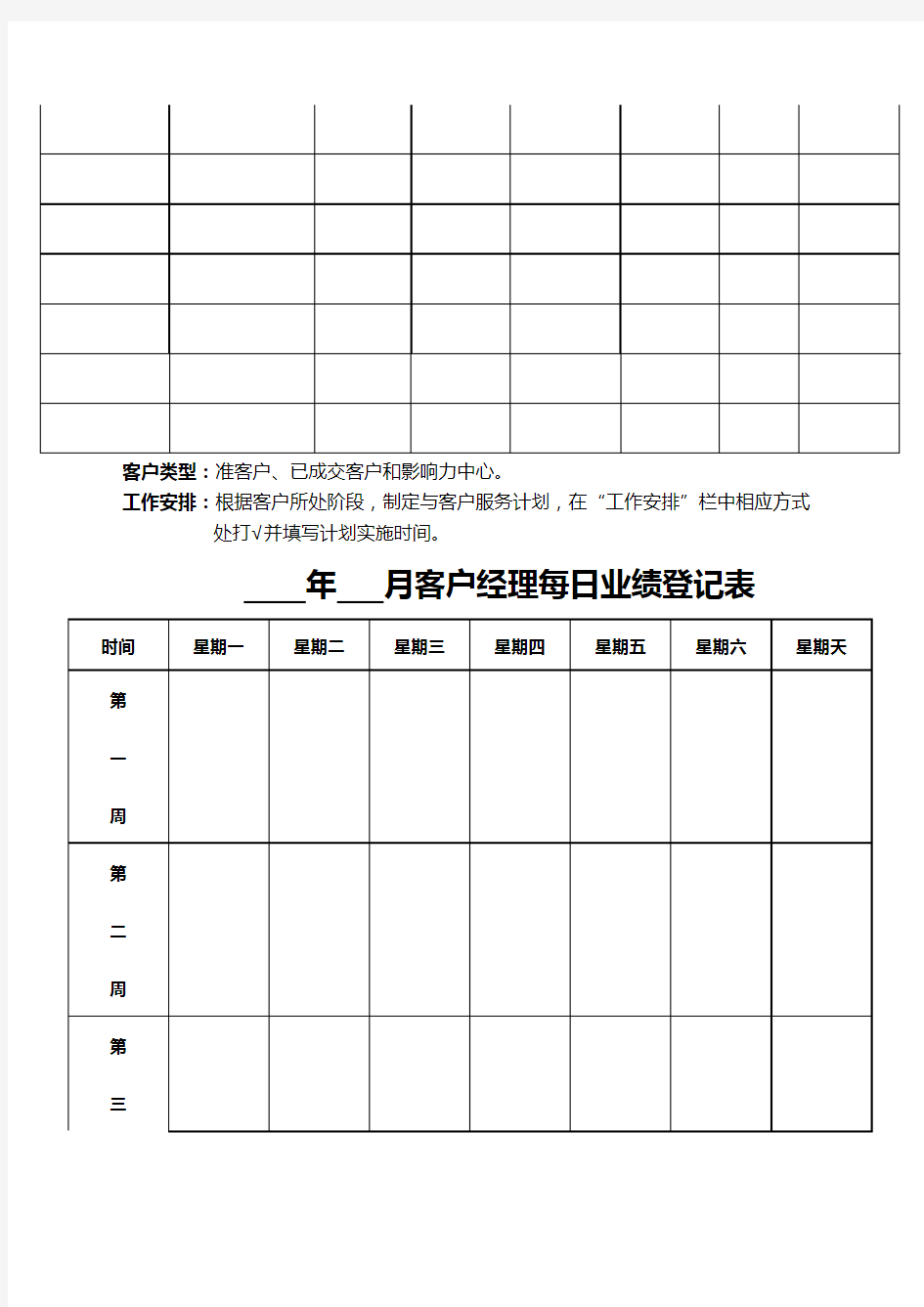 客户经理工作日志