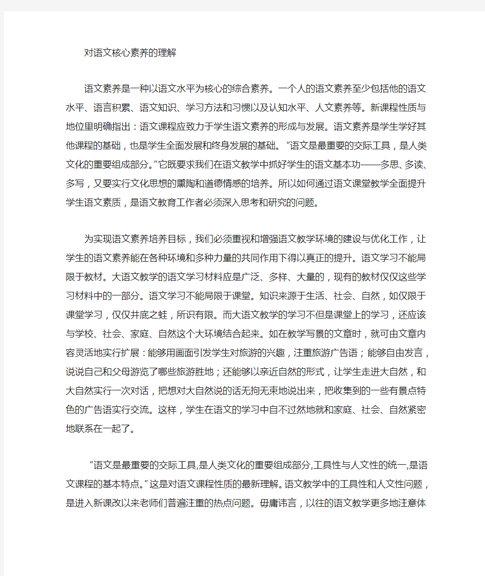 对语文核心素养的认识