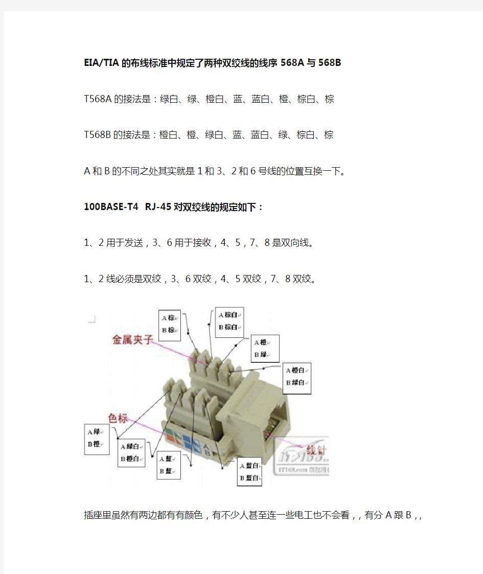 rj45头墙壁网线插座接法