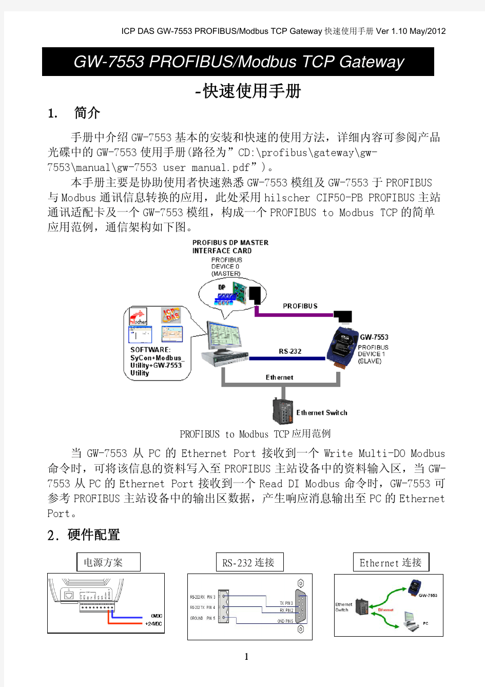 泓格科技PROFIBUS,Modbus TCP网关gw-7553快速上手指南