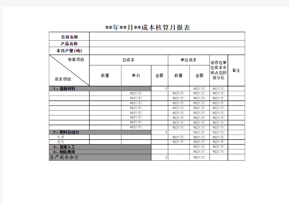 成本核算分析表