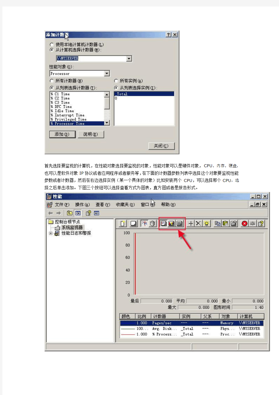 windows2003server性能监视器
